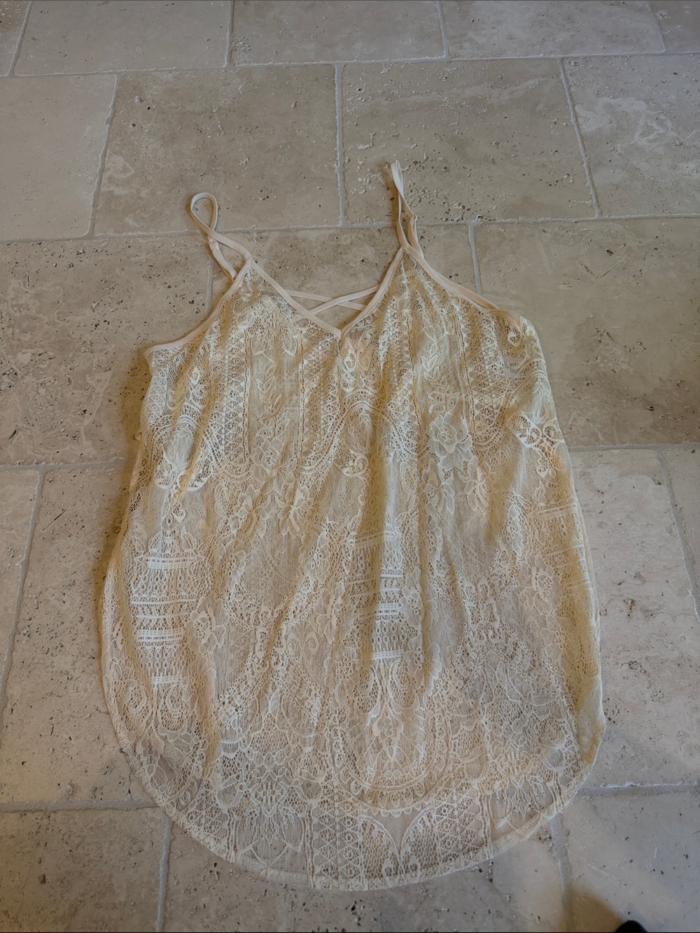 ANGL Cream Lace Camisole Tank